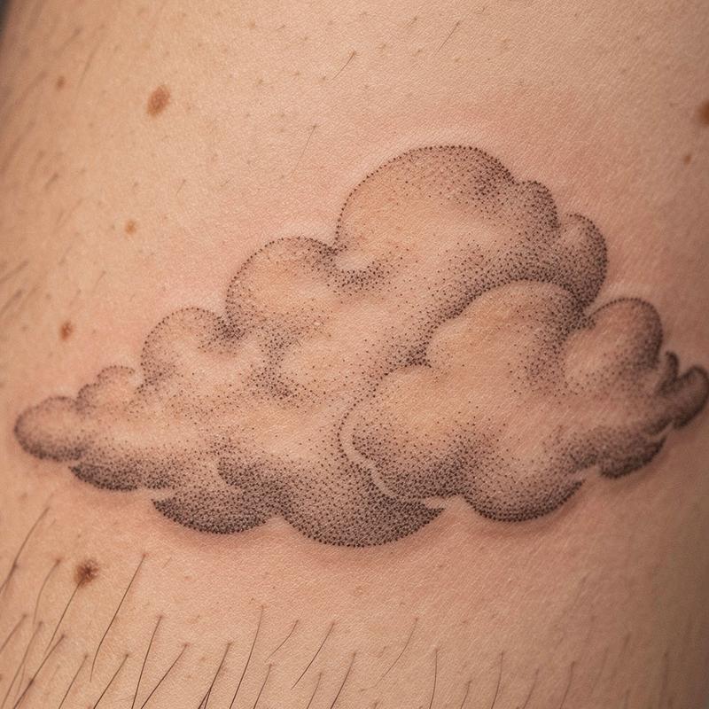 Dotwork clouds tattoo